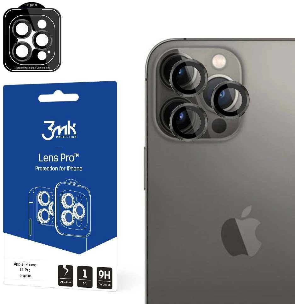 Apsauginis stikliukas kamerai 3mk Lens Pro Apple iPhone 15 Pro juodas