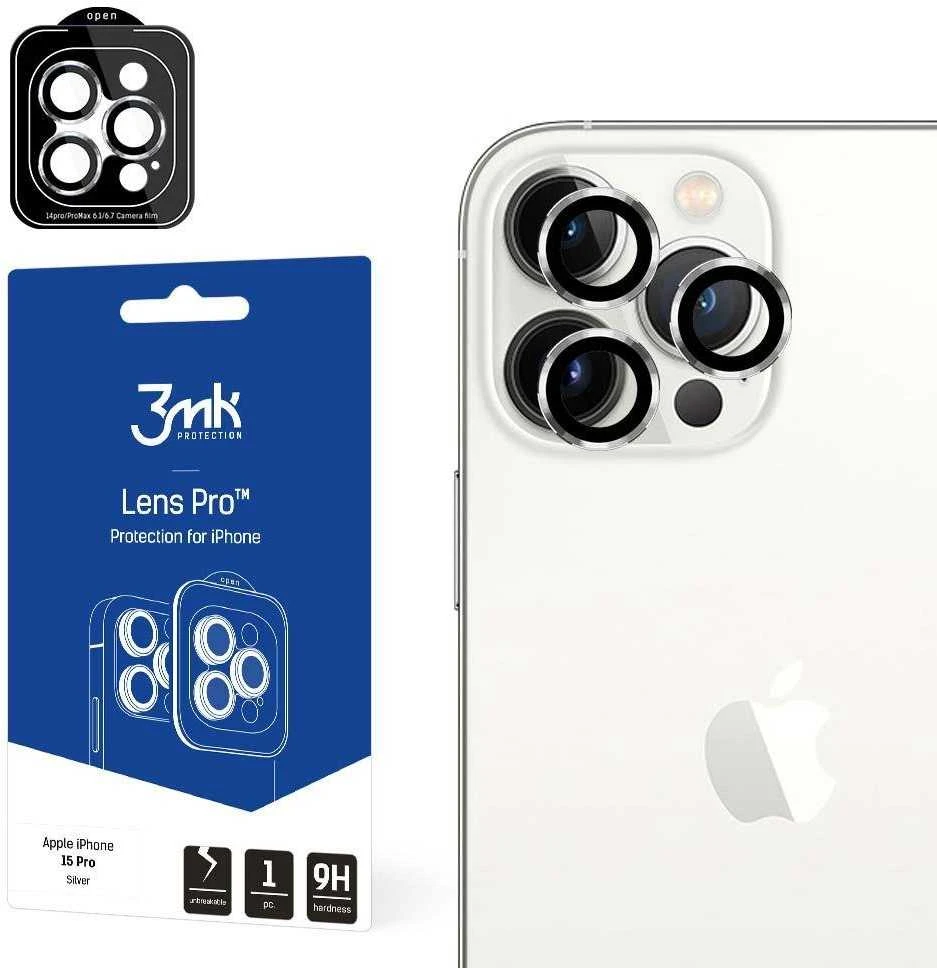 Apsauginis stikliukas kamerai 3mk Lens Pro Apple iPhone 15 Pro sidabrinis