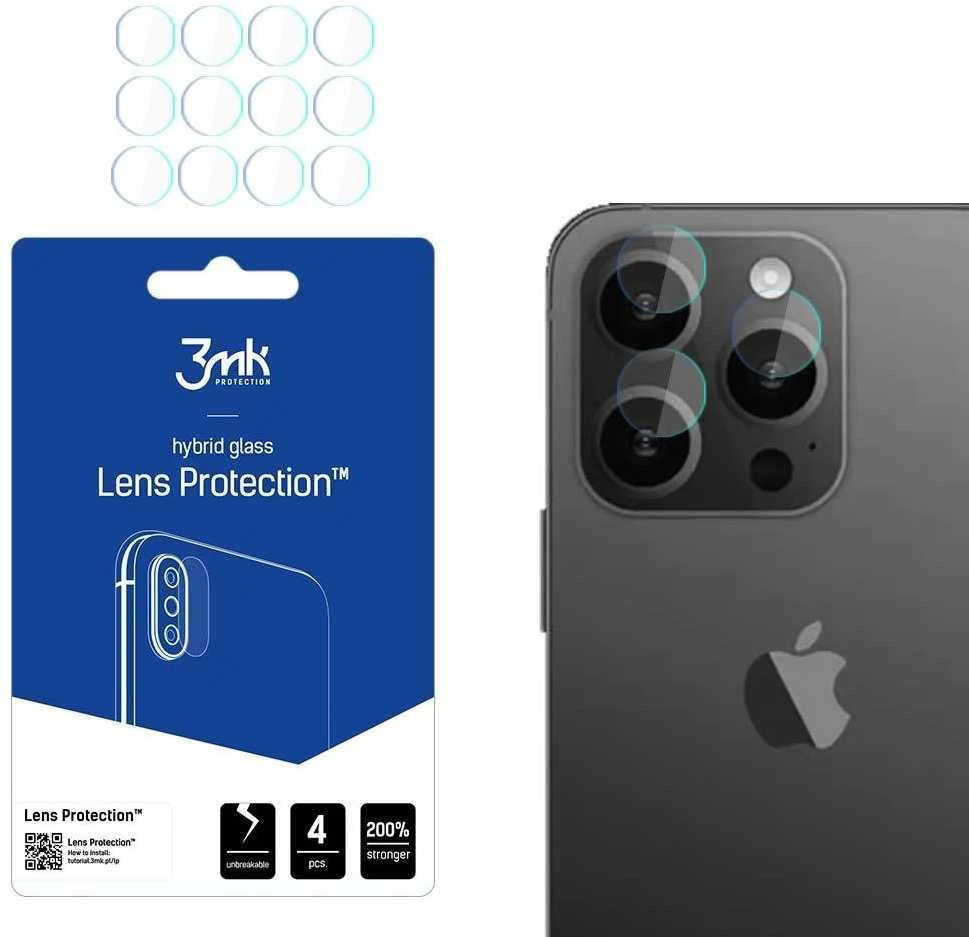 3MK objektyvo apsauga Apple iPhone 15 Pro 6.1" kameros objektyvo apsaugai, 4 vnt.