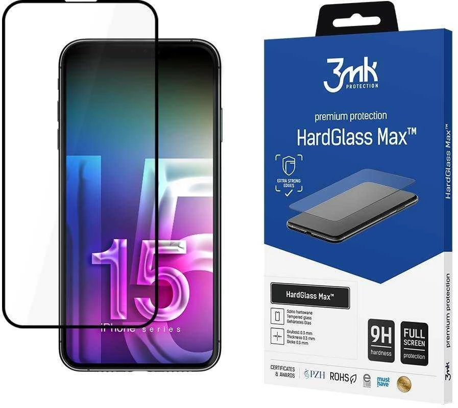Apsauginis stiklas telefonui 5D Apple iPhone 15 Pro Max 3mk Hard Glass Max