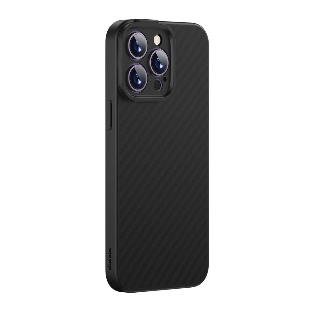 Magnetic Case Baseus Sintetinio pluošto serija, skirta iPhone 14 Pro (juodas)+ grūdintas stiklas + valymo rinkinys