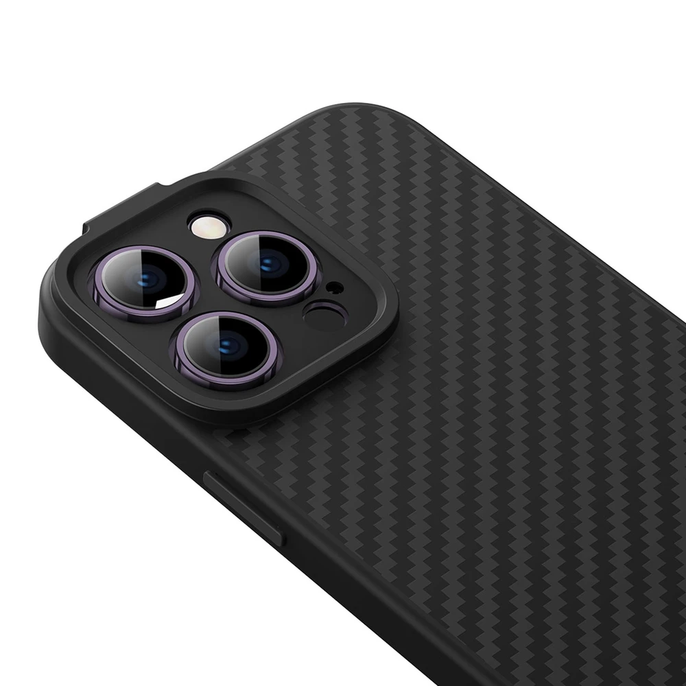 Magnetic Case Baseus Sintetinio pluošto serija, skirta iPhone 14 Pro (juodas)+ grūdintas stiklas + valymo rinkinys