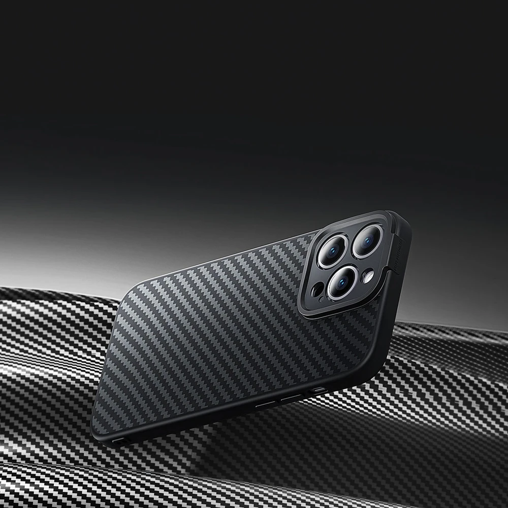 Magnetic Case Baseus Sintetinio pluošto serija, skirta iPhone 14 Pro (juodas)+ grūdintas stiklas + valymo rinkinys