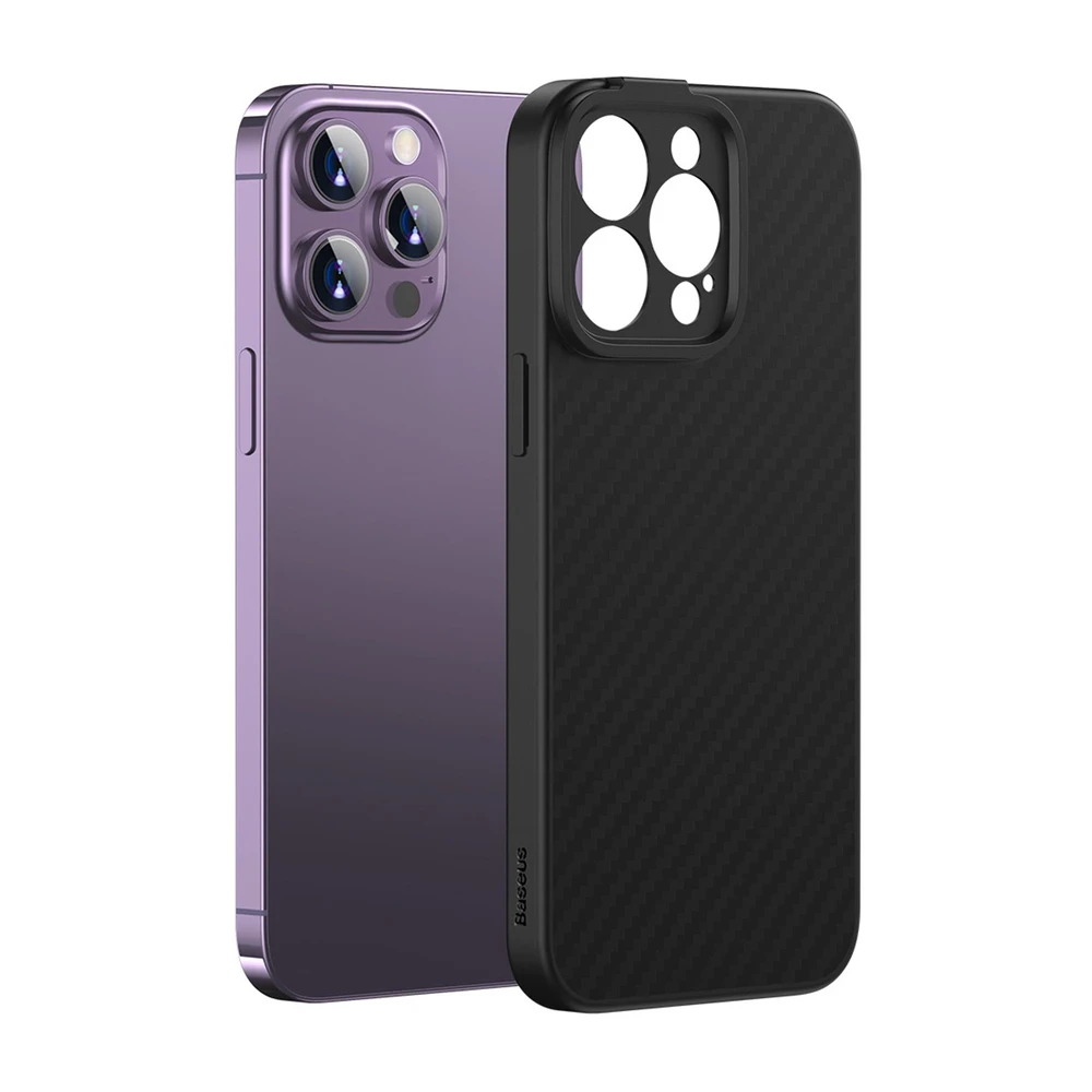 Magnetic Case Baseus Sintetinio pluošto serija, skirta iPhone 14 Pro (juodas)+ grūdintas stiklas + valymo rinkinys
