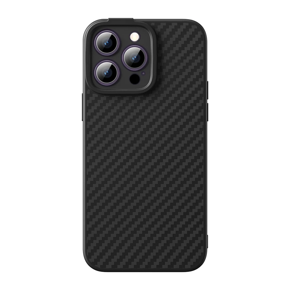Magnetic Case Baseus Sintetinio pluošto serija, skirta iPhone 14 Pro (juodas)+ grūdintas stiklas + valymo rinkinys