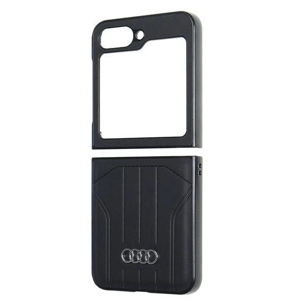 Audi Synthetic Leather MagSafe Z Flip 6 F741 juodos spalvos kietas dėklas AU-TPUPCFlip6-Q5/D1-BK