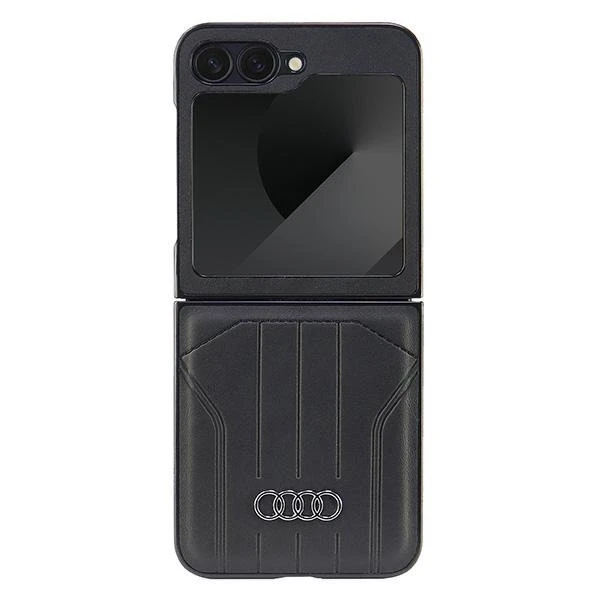 Audi Synthetic Leather MagSafe Z Flip 6 F741 juodos spalvos kietas dėklas AU-TPUPCFlip6-Q5/D1-BK