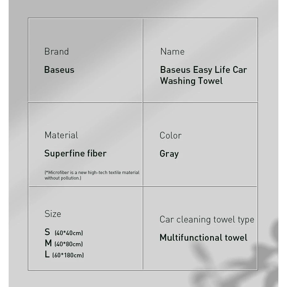 Baseus Easy life automobilių plovimo rankšluostis 40x40 cm 2 vnt, pilkos spalvos