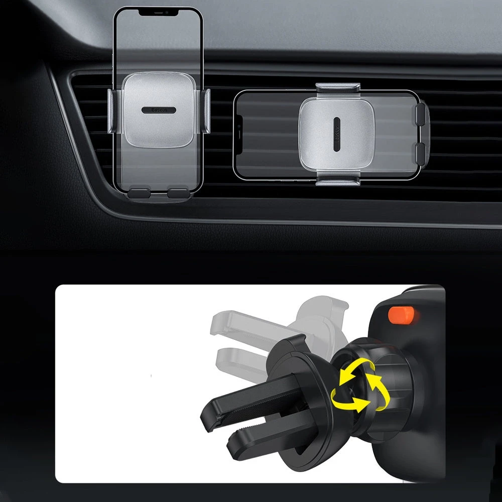 Baseus Easy Control Clamp automobilinis telefono laikiklis grotelėms arba prietaisų skydeliui – Juodas