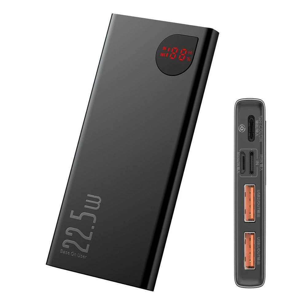 LiPo išorinis akumuliatorius (Powerbank) 10000mAh 22.5W PD3.0 QC3.0 AFC USB + USB-C Adaman juodas BASEUS