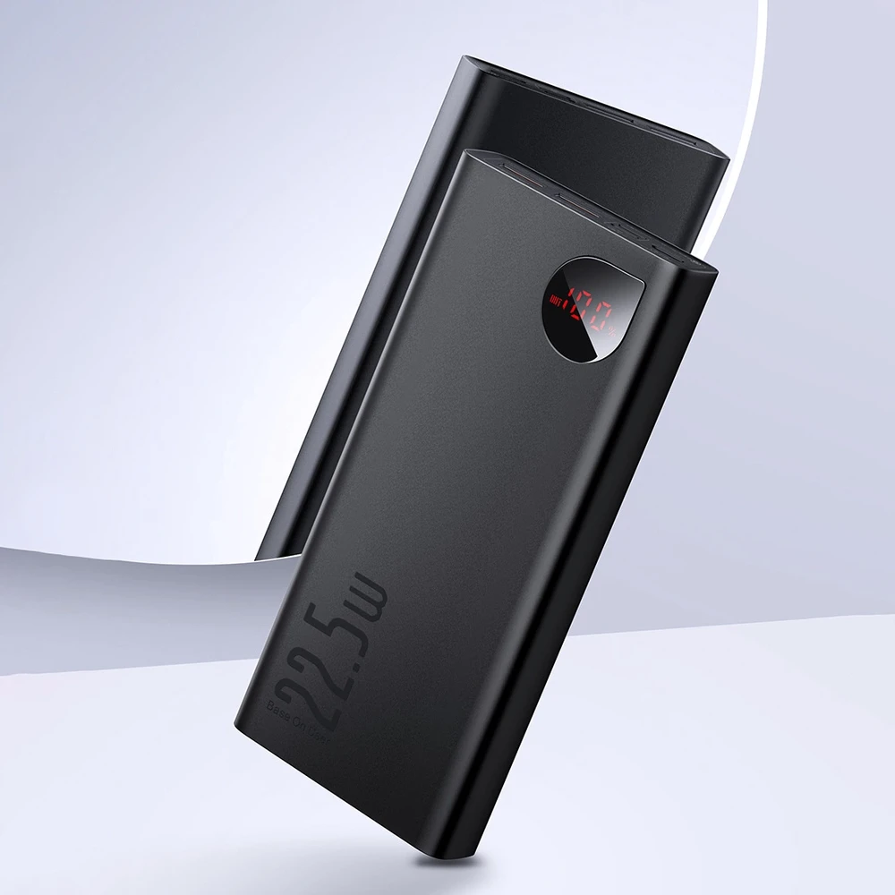LiPo išorinis akumuliatorius (Powerbank) 20000mAh 22.5W su PD3.0 QC3.0 2xUSB + USB C ADAMAN Metal juodas BASEUS