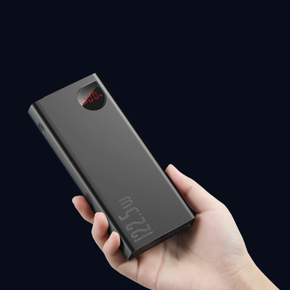 LiPo išorinis akumuliatorius (Powerbank) 20000mAh 22.5W su PD3.0 QC3.0 2xUSB + USB C ADAMAN Metal juodas BASEUS