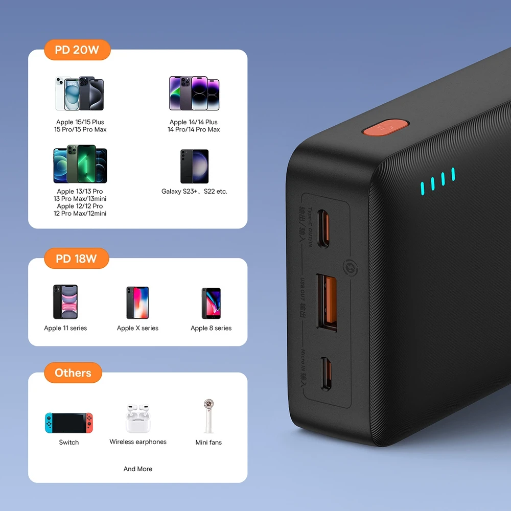 Baseus Airpow 20000mAh 20W maitinimo blokas (juodas)