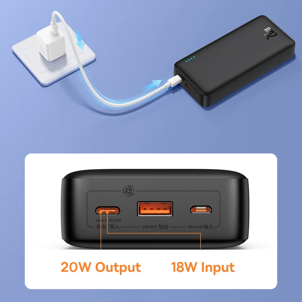 Baseus Airpow 20000mAh 20W maitinimo blokas (juodas)