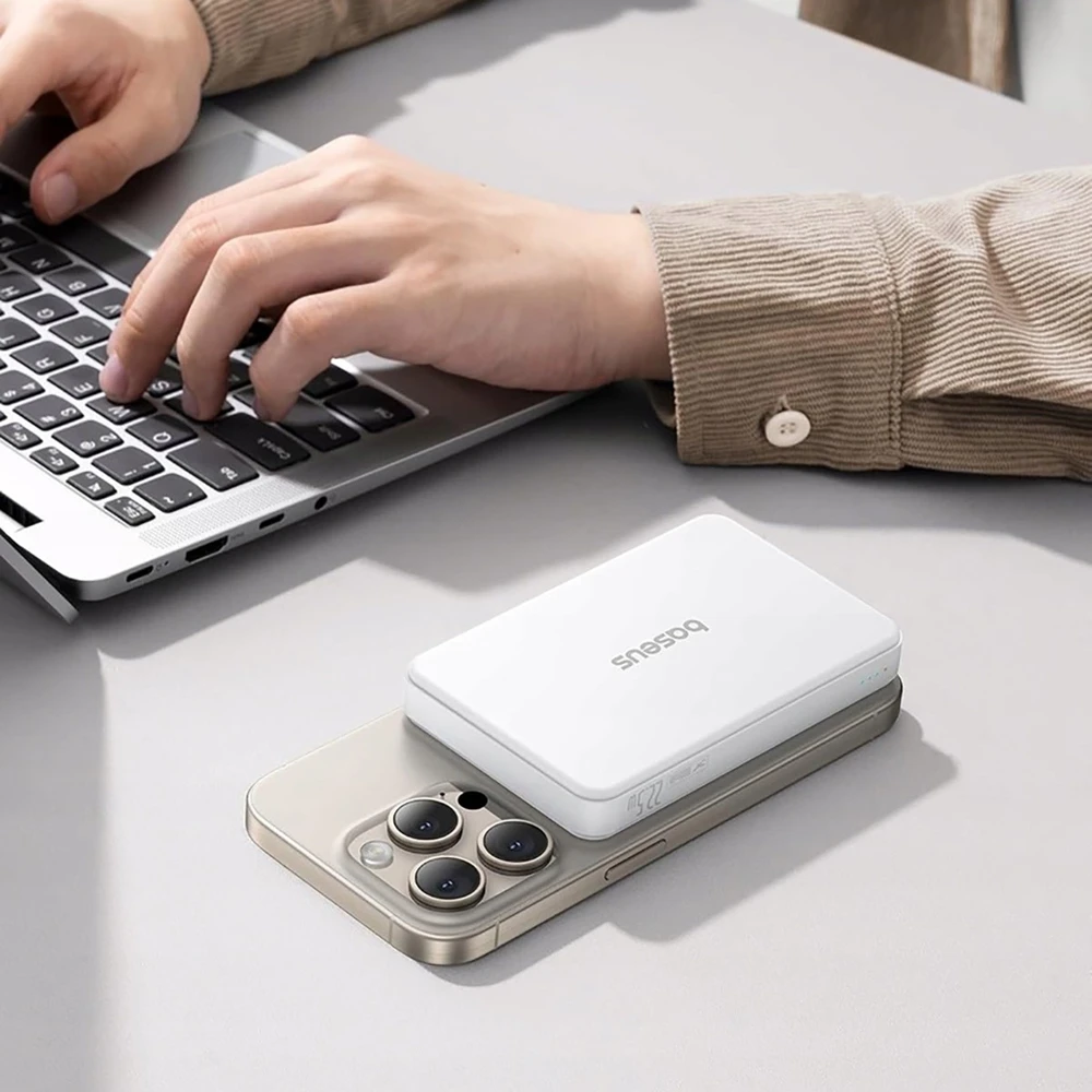 Baseus Airpow II Qi2 USB USB-C 22.5W 10000mAh balta