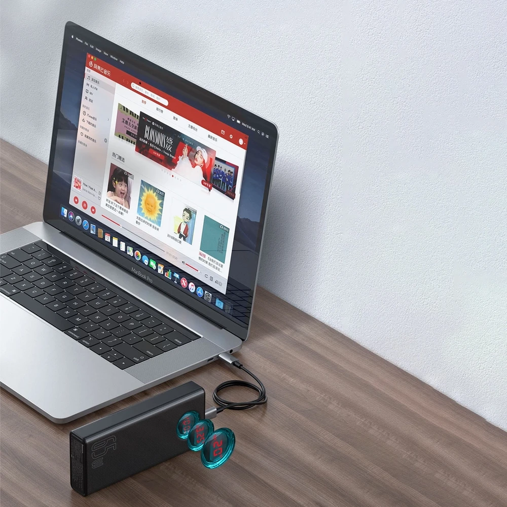 Powerbank Baseus Amblight 30000mAh 4xUSB USB-C 65W - baltas
