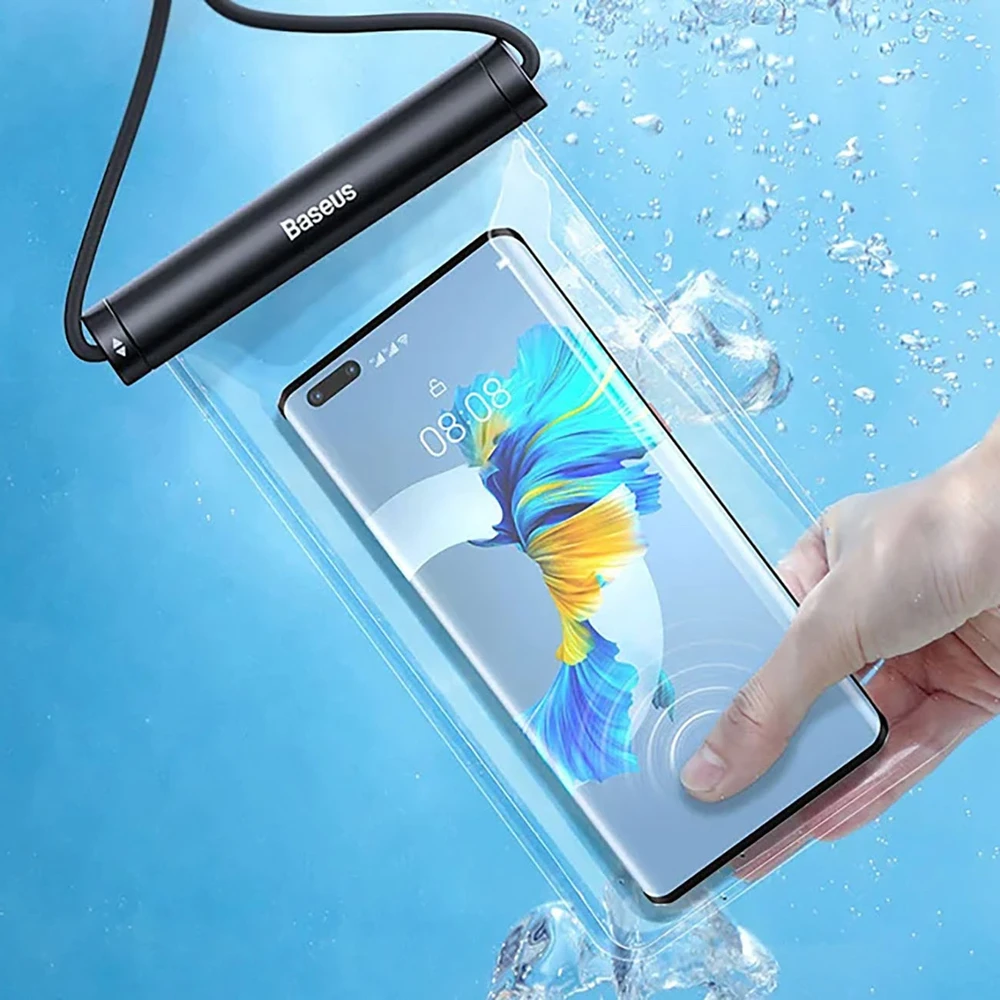 Vandeniui nepralaidus telefono dėklas Baseus AquaGlide su slankiojančiu užraktu - juodas
