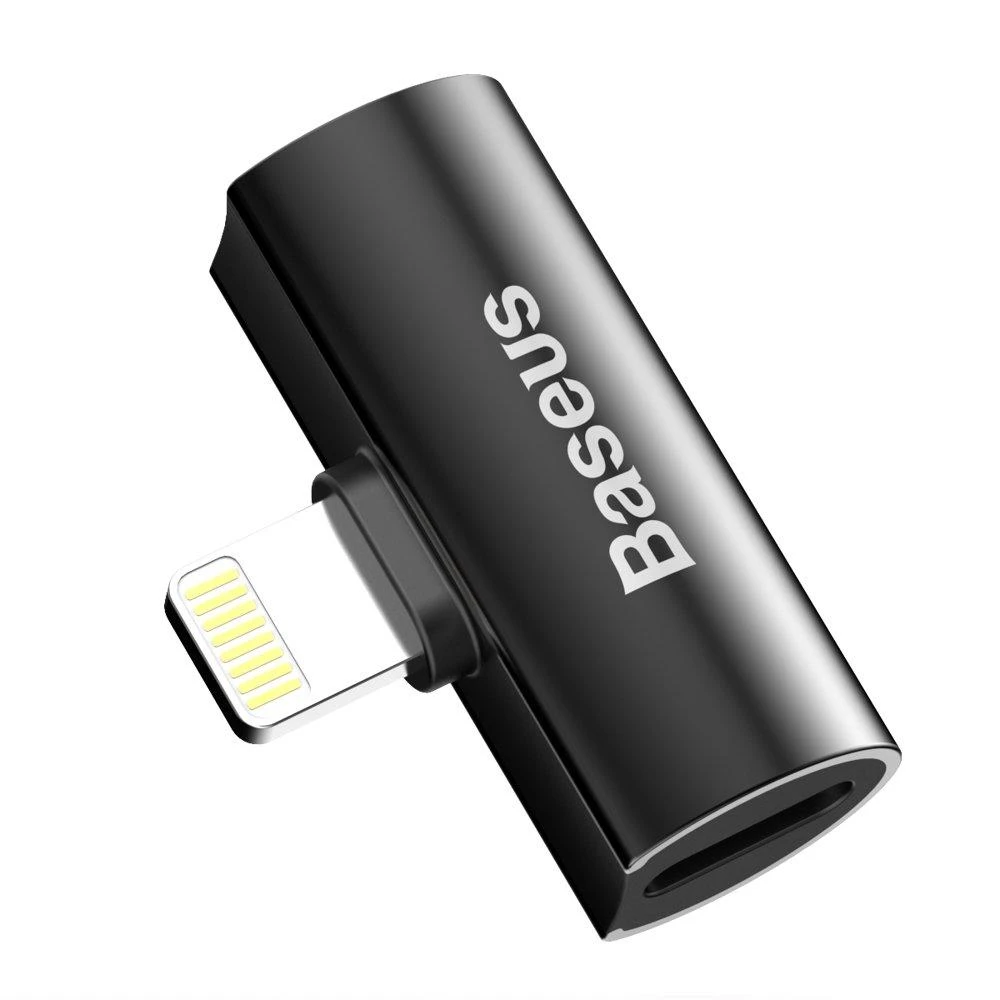 Baseus L46 audio adapteris Lightning-2x Lightning - Juoda