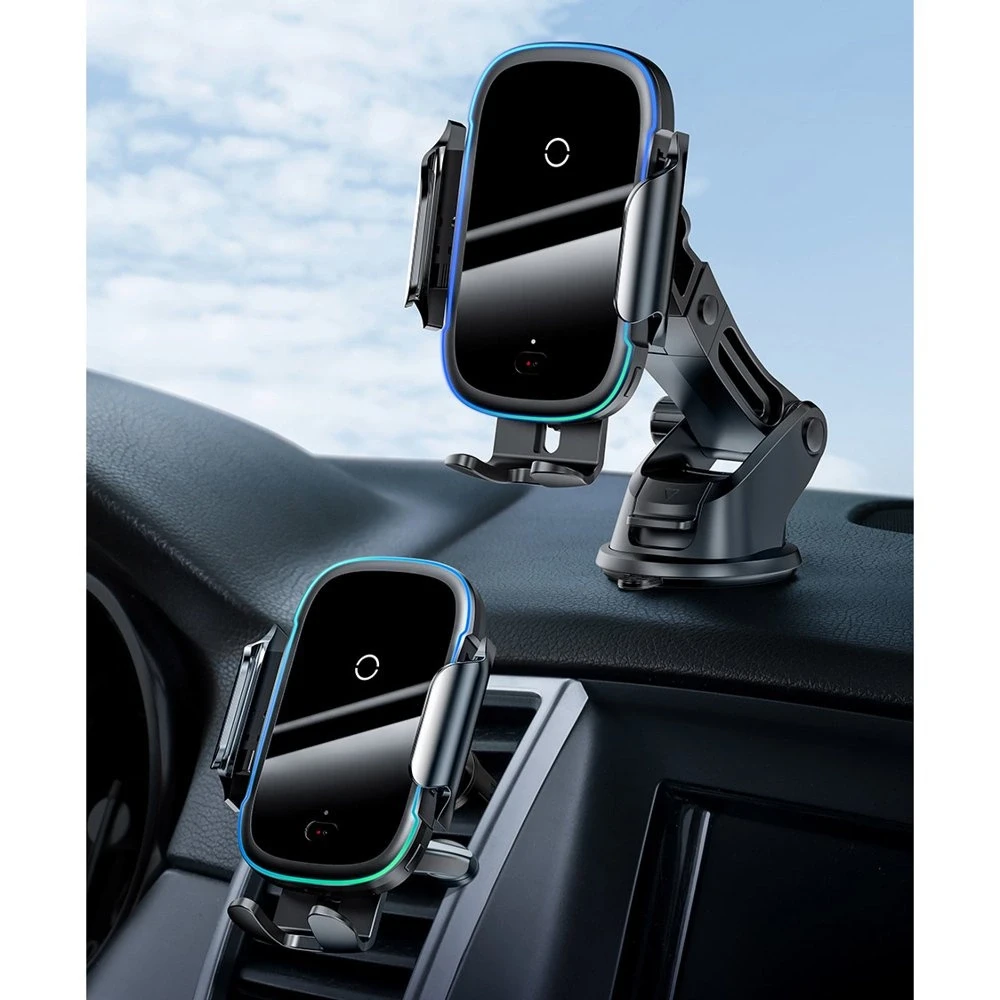 Baseus Light Electric Automobilinis laikiklis su Qi belaidžiu įkrovimu - Juodas