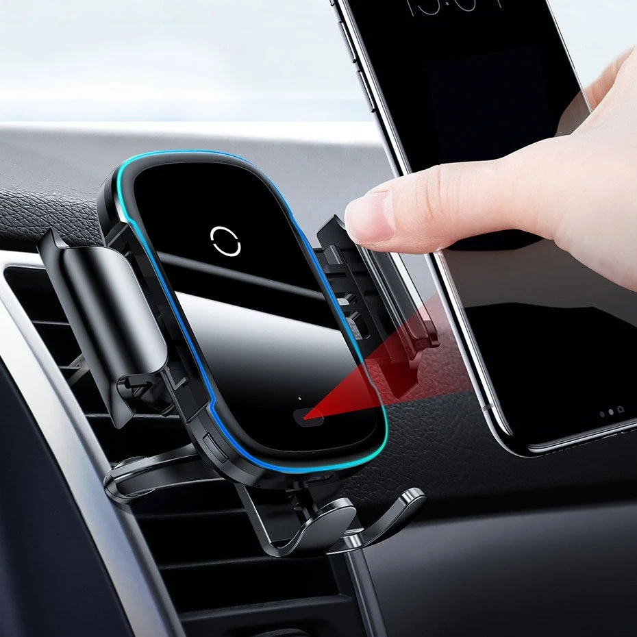 Baseus Light Electric Automobilinis laikiklis su Qi belaidžiu įkrovimu - Juodas