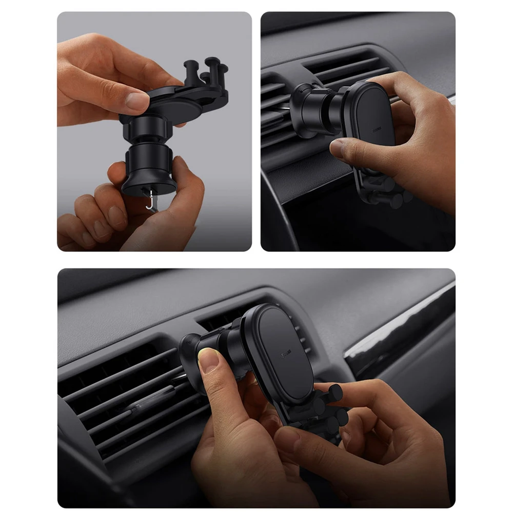 Baseus Automobilinis laikiklis 5.4-6.7" ekranų telefonams su belaidžiu įkrovimu 15W, juodas
