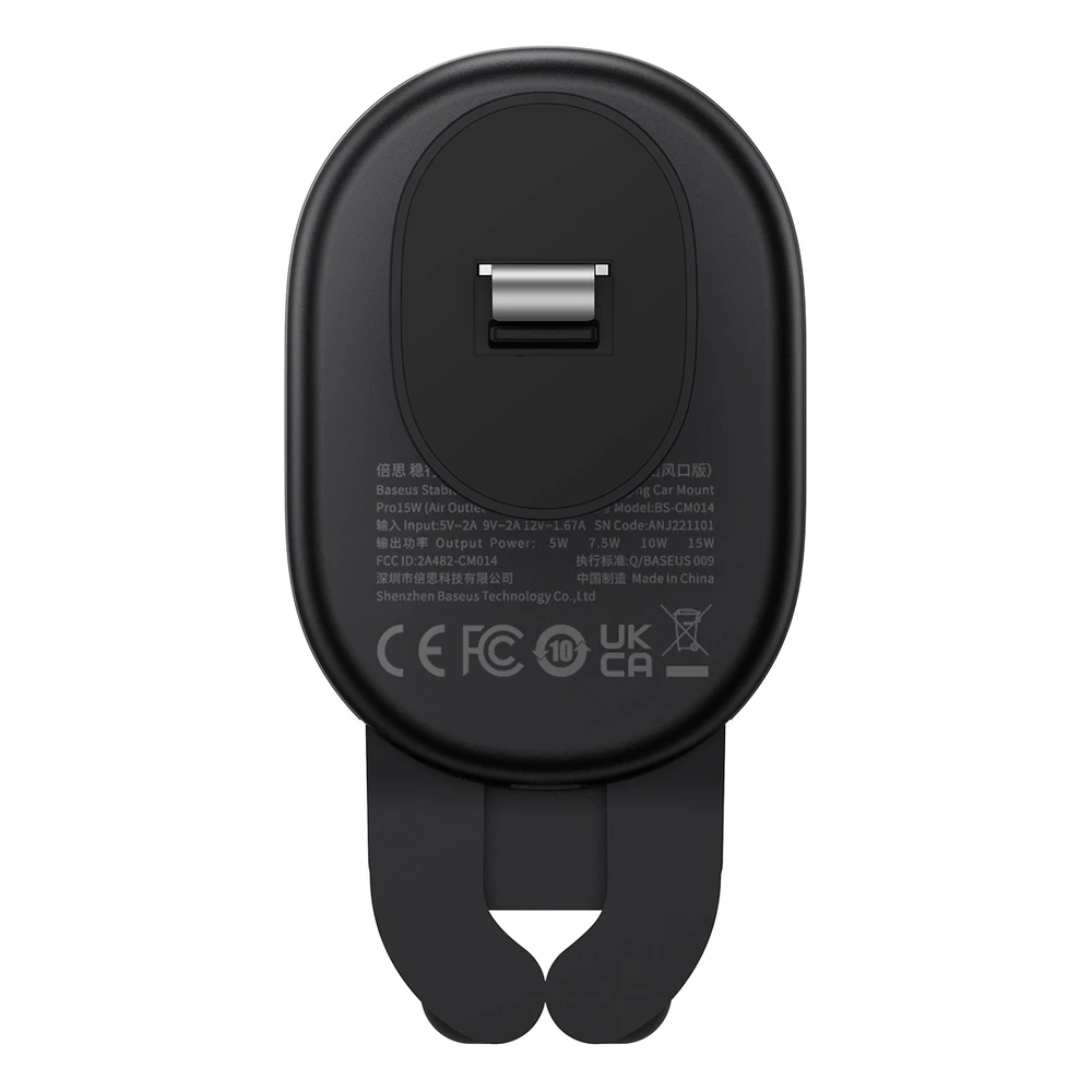 Baseus Automobilinis laikiklis 5.4-6.7" ekranų telefonams su belaidžiu įkrovimu 15W, juodas