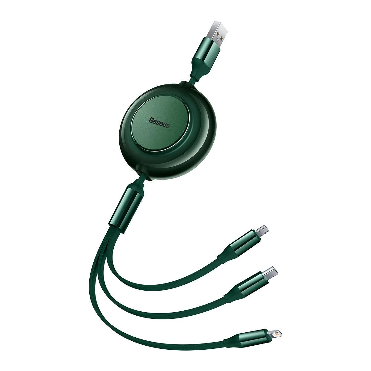 Baseus Bright Mirror 2 USB 3-in-1 kabelis skirtas micro USB - USB-C - Lightning 3.5A 1.1m - Žalias