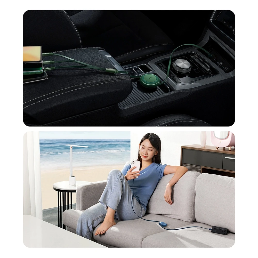 Baseus Bright Mirror 3 USB 3-in-1 kabelis skirtas micro USB USB-C Lightning 66W 2A 1.1m – Violetinė