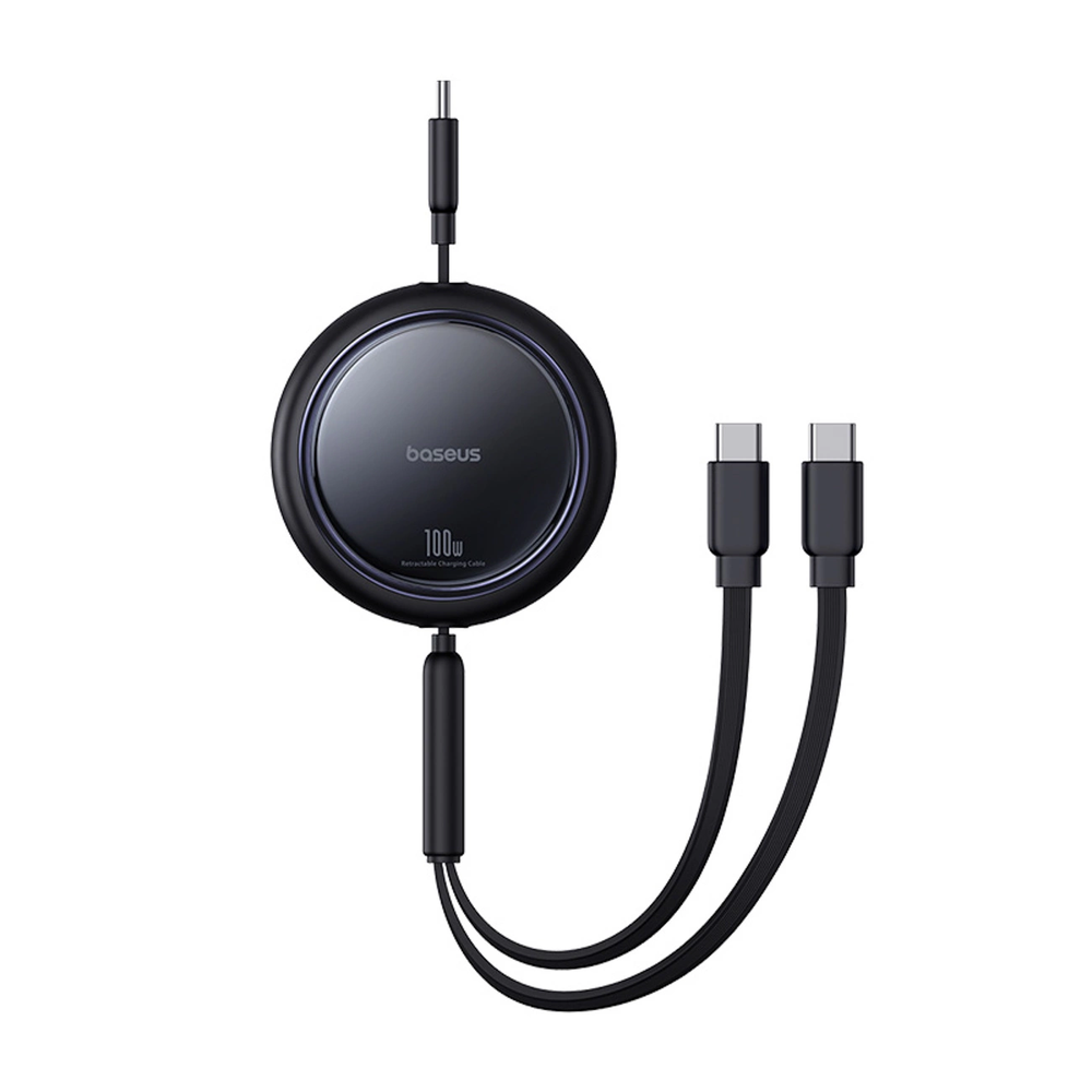 BASEUS retractable kabelis 2in1 Type C į 2 x Type C 100W 1 m juodos spalvos