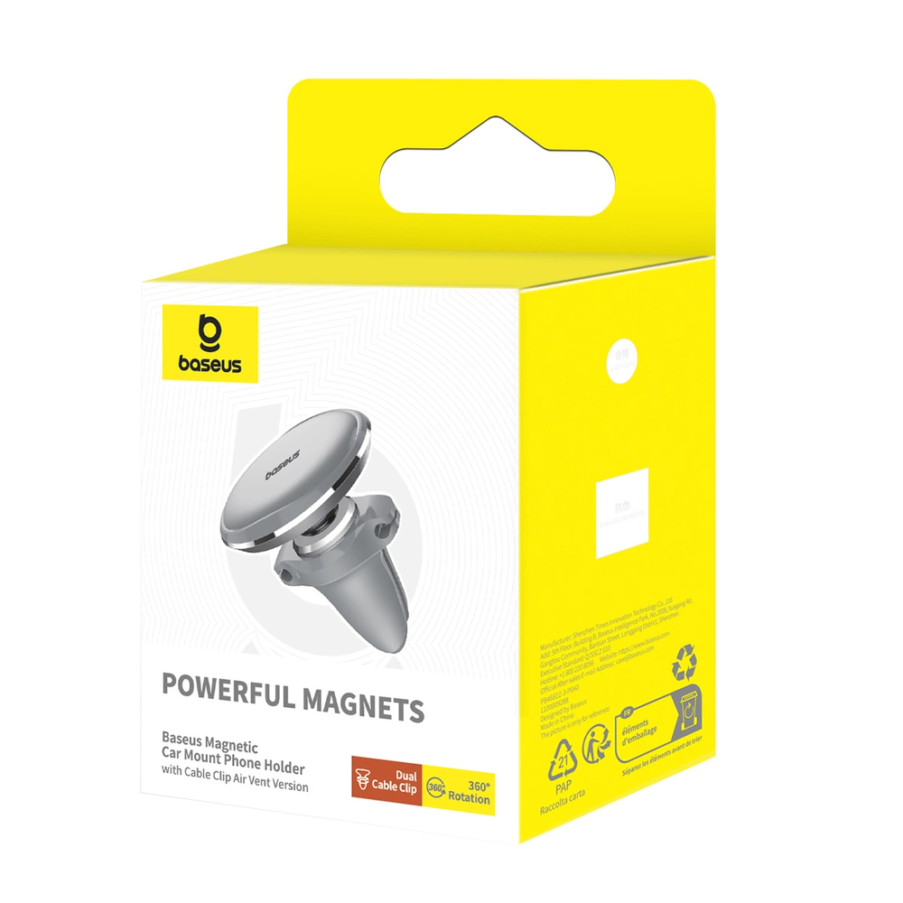 Baseus Magnetic Air Vent magnetinis automobilio grotelių laikiklis (sidabrinis)