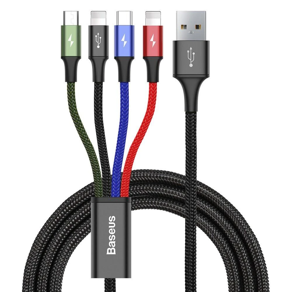 Baseus USB Fast 4in1 USB-C / 2x Lightning / Micro kabelis 3.5A 1.2m - Juoda