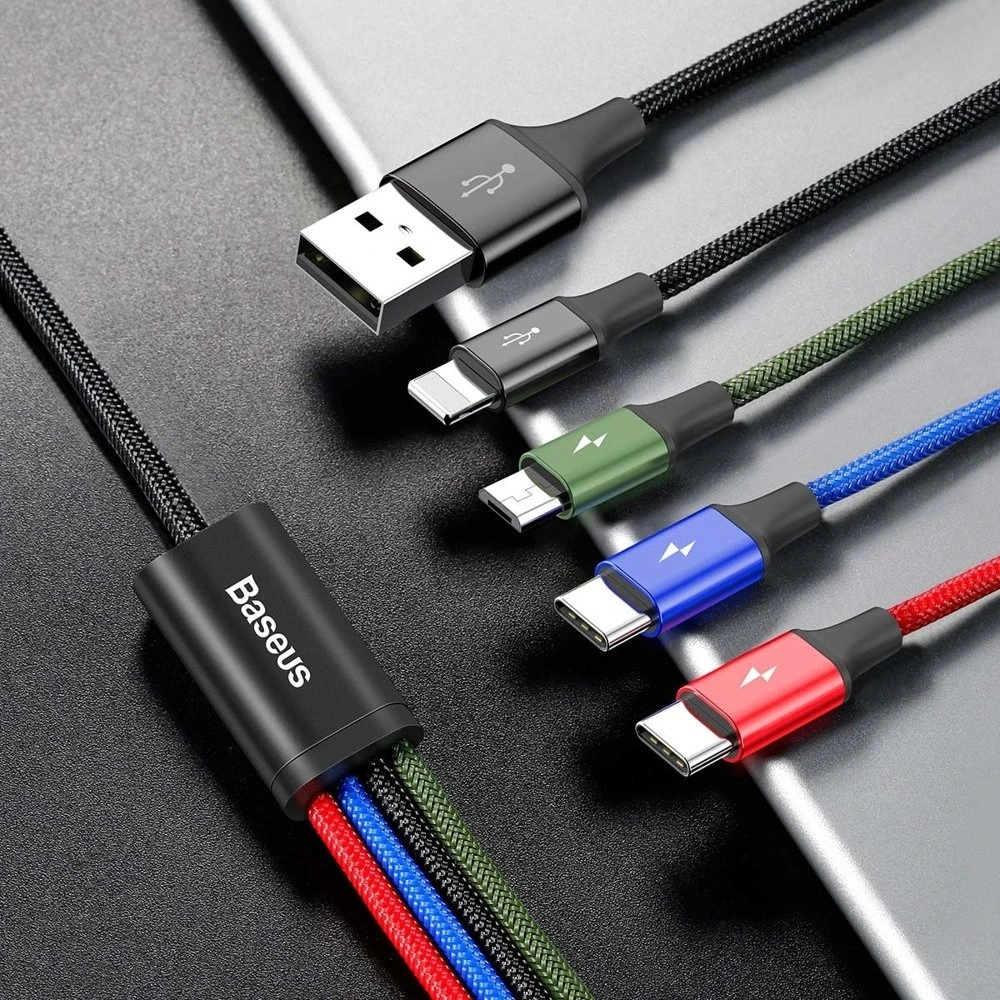 Baseus Fast USB kabelis 4in1 2xUSB-C / Lightning / Micro 3.5A 1.2m - Juodas
