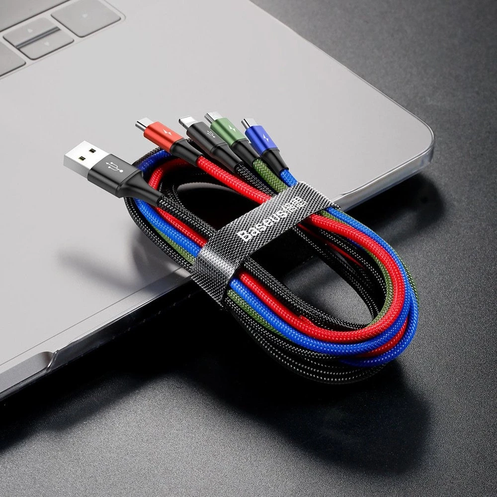 Baseus Fast USB kabelis 4in1 2xUSB-C / Lightning / Micro 3.5A 1.2m - Juodas