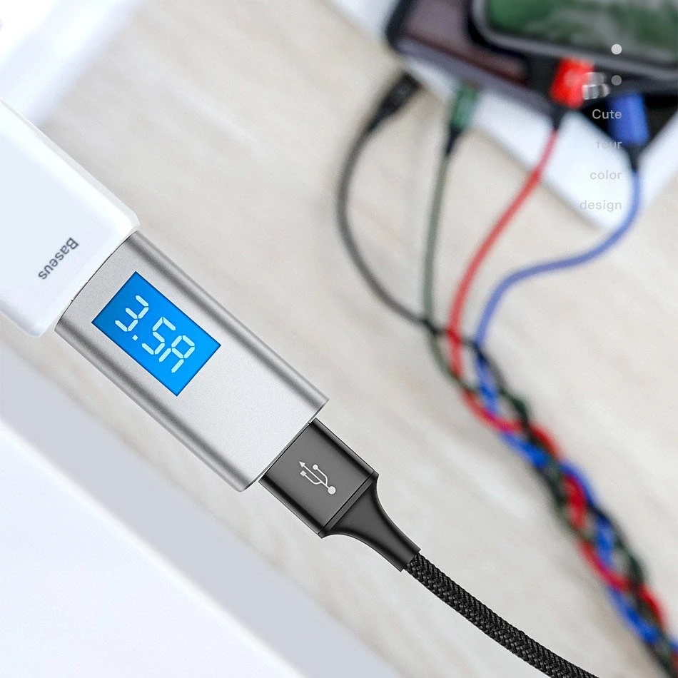Baseus Fast USB kabelis 4in1 2xUSB-C / Lightning / Micro 3.5A 1.2m - Juodas