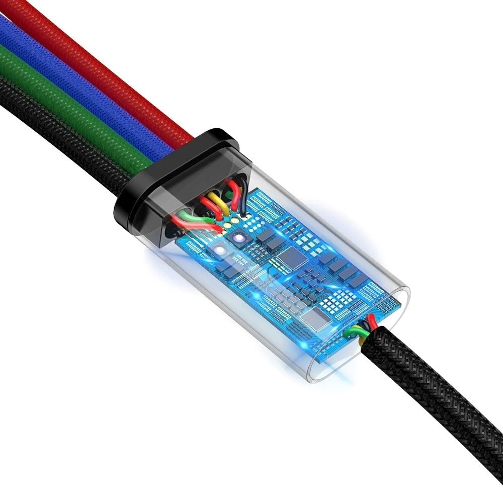 Baseus Fast USB kabelis 4in1 2xUSB-C / Lightning / Micro 3.5A 1.2m - Juodas