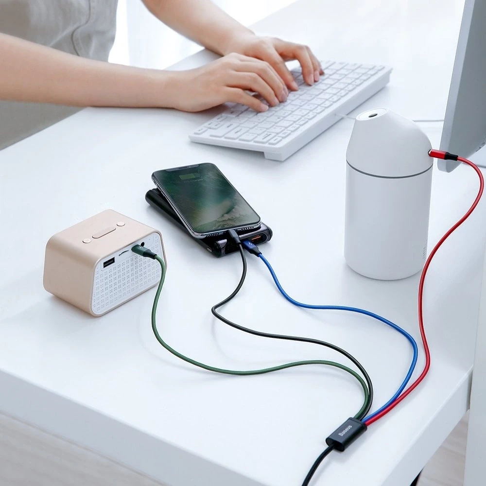 Baseus Fast USB kabelis 4in1 2xUSB-C / Lightning / Micro 3.5A 1.2m - Juodas