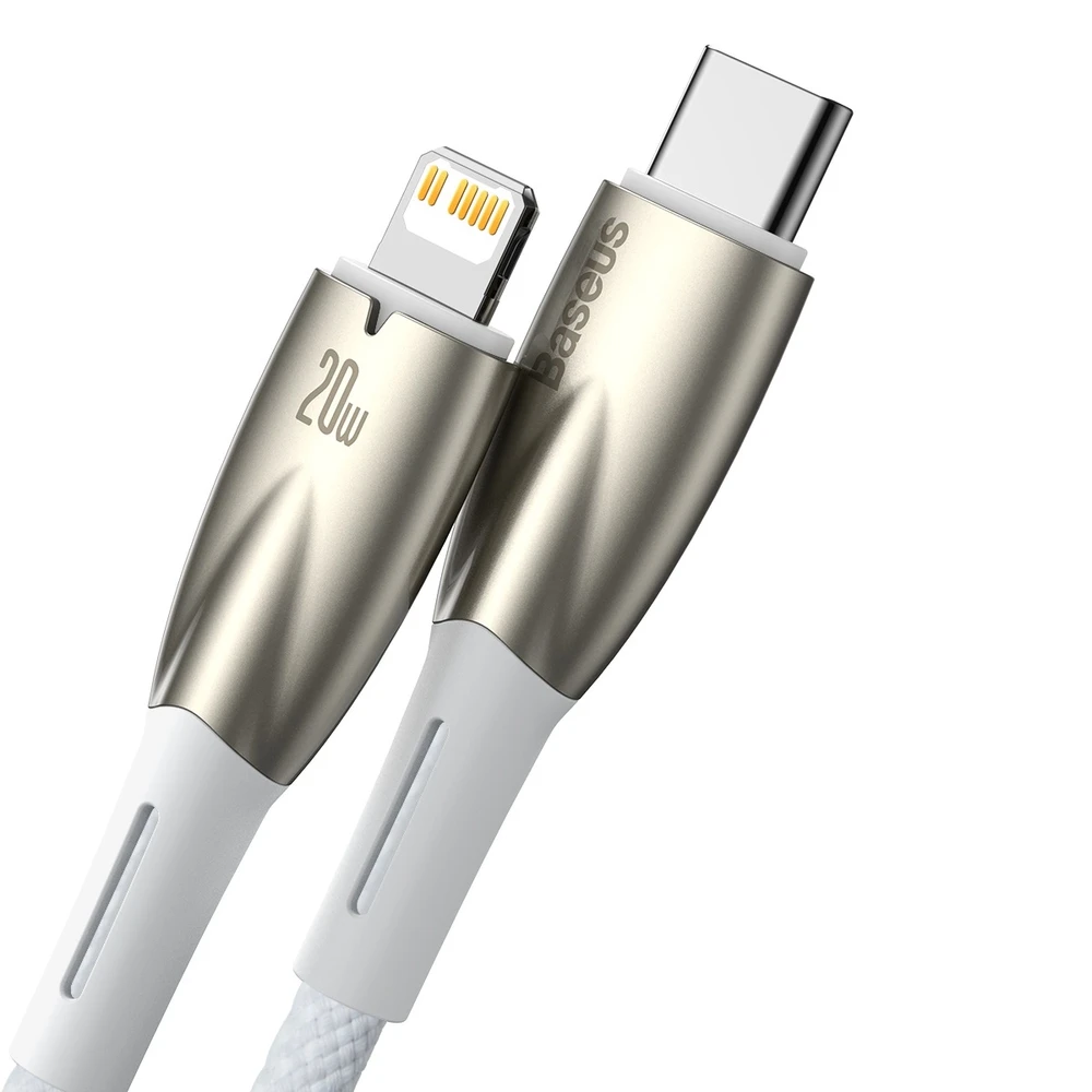 USB-C laidas, skirtas Lightning Baseus Glimmer Series, 20W, 1m (baltas)