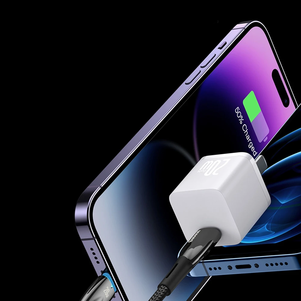 USB-C laidas, skirtas Lightning Baseus Glimmer Series, 20W, 2m (juodas)