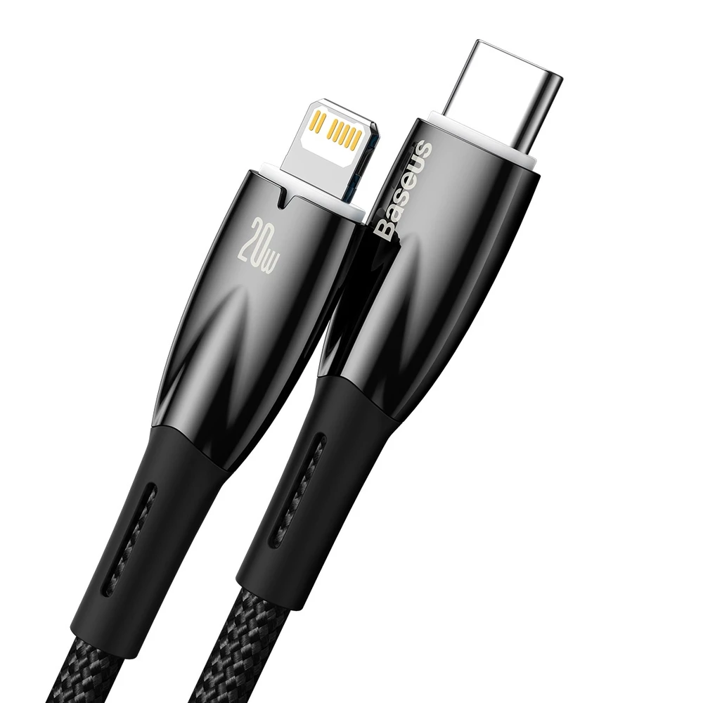 USB-C laidas, skirtas Lightning Baseus Glimmer Series, 20W, 2m (juodas)
