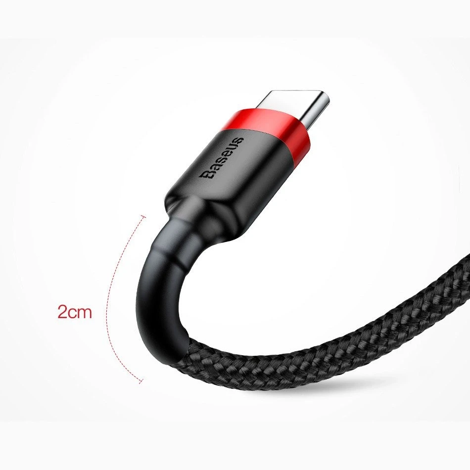 Baseus Cafule USB-C kabelius 2A 3m - Juodas / Raudonas