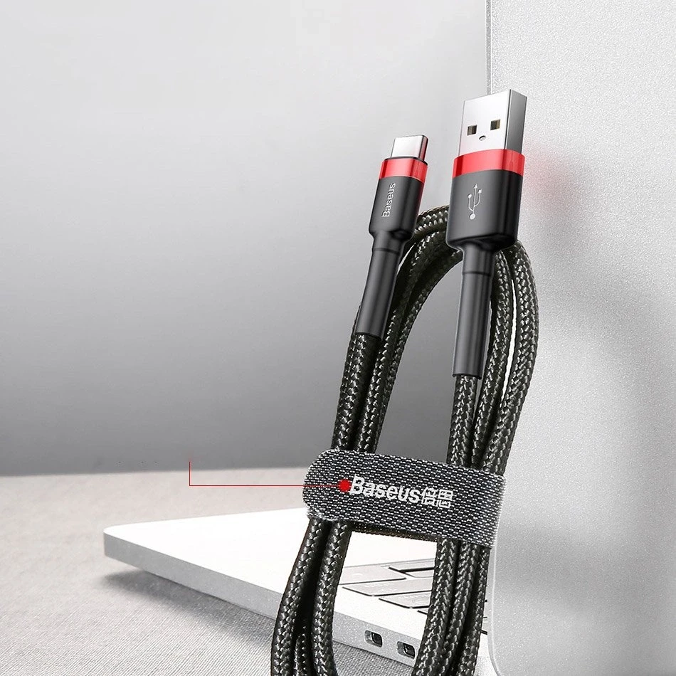 Baseus Cafule USB-C kabelius 2A 3m - Juodas / Raudonas