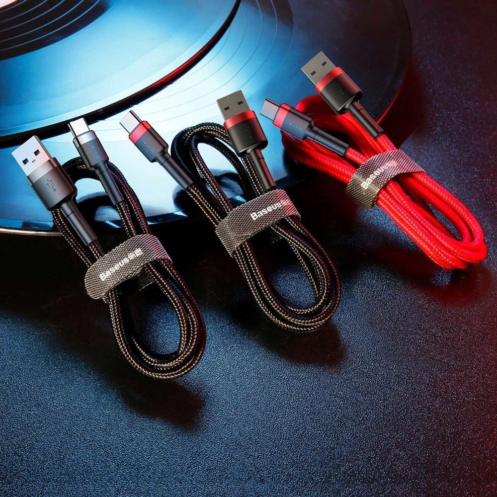 Baseus Cafule USB-C kabelius 2A 3m - Juodas / Raudonas