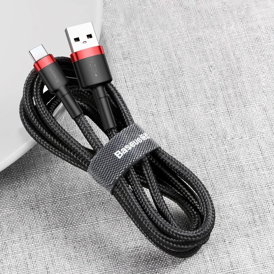 Baseus Cafule USB-C kabelius 2A 3m - Juodas / Raudonas