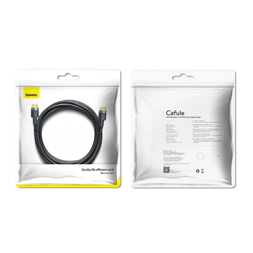 Kabelis Baseus Cafule 4K HDMI - HDMI 3m Juodas