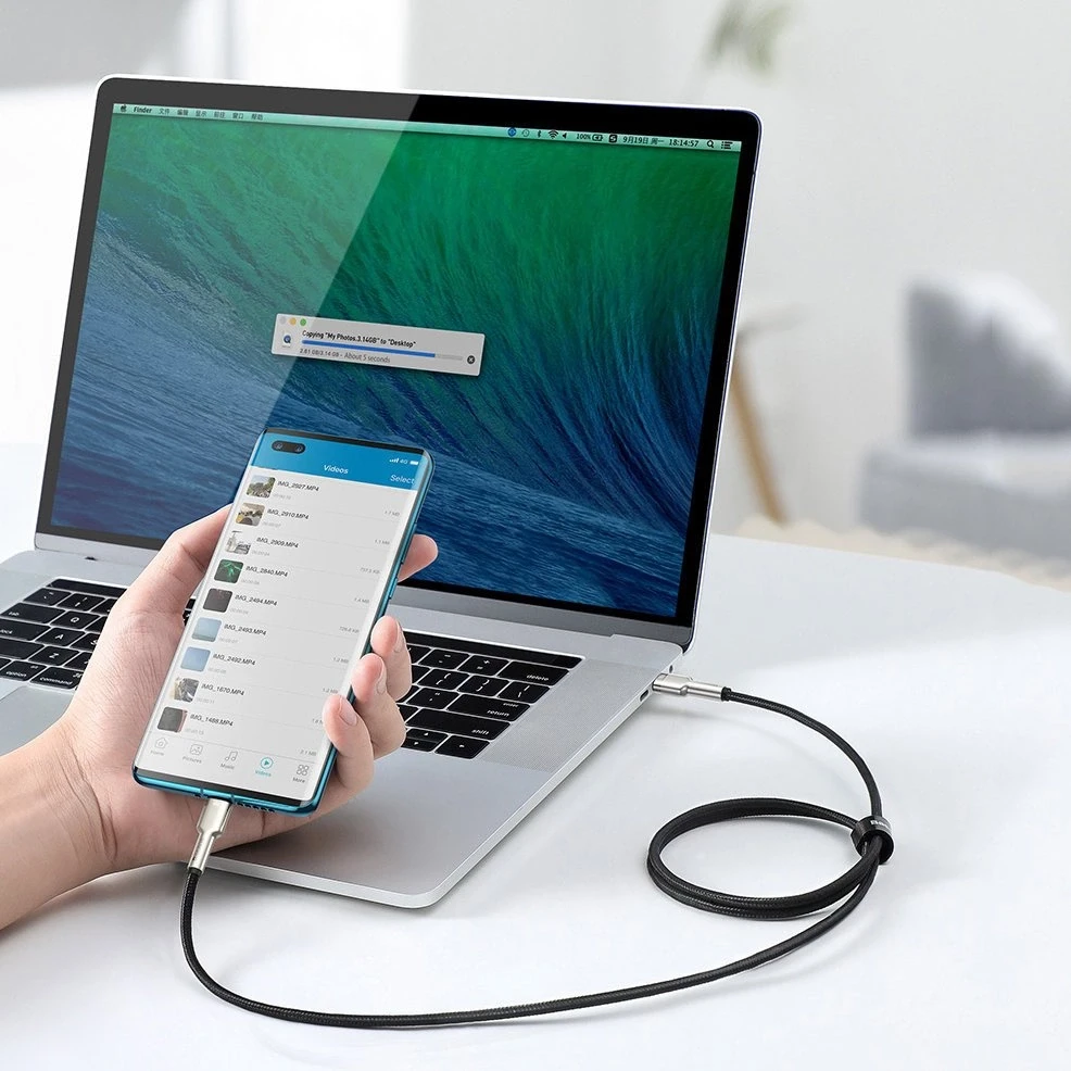 Kabelis USB C - USB C 2m 100W juodas Cafule Metal BASEUS