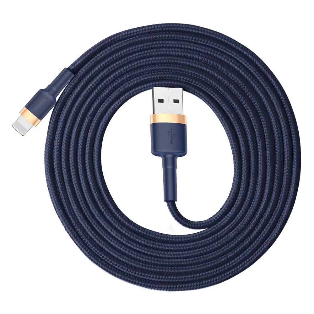 Baseus Cafule Lightning kabelis 2.4A 1m - Auksinis / Tamsiai mėlynas