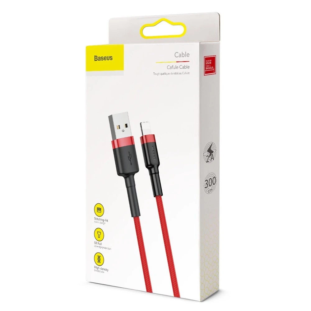 Baseus Cafule kabelis USB - Lightning 2A 3m - Raudonas