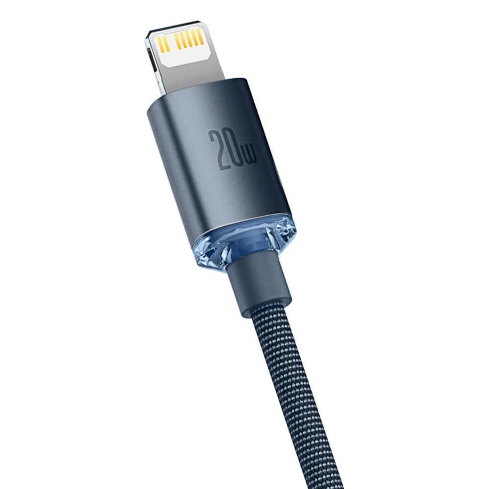 Baseus Crystal Shine USB-C į Lightning jungties laidas, 20W, PD, 2m juodos spalvos