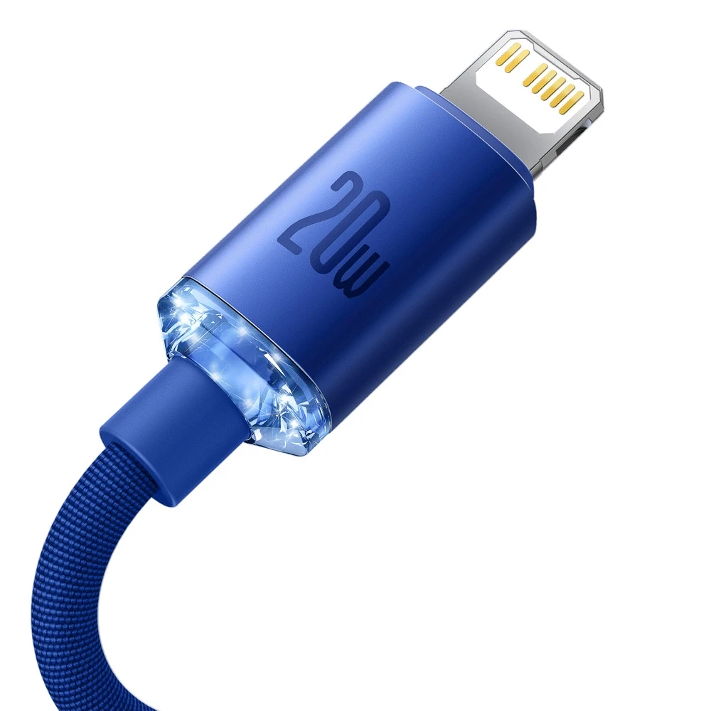 Baseus laidas Crystal Shine USB-C – Lightning 2,0 m 20W mėlynas