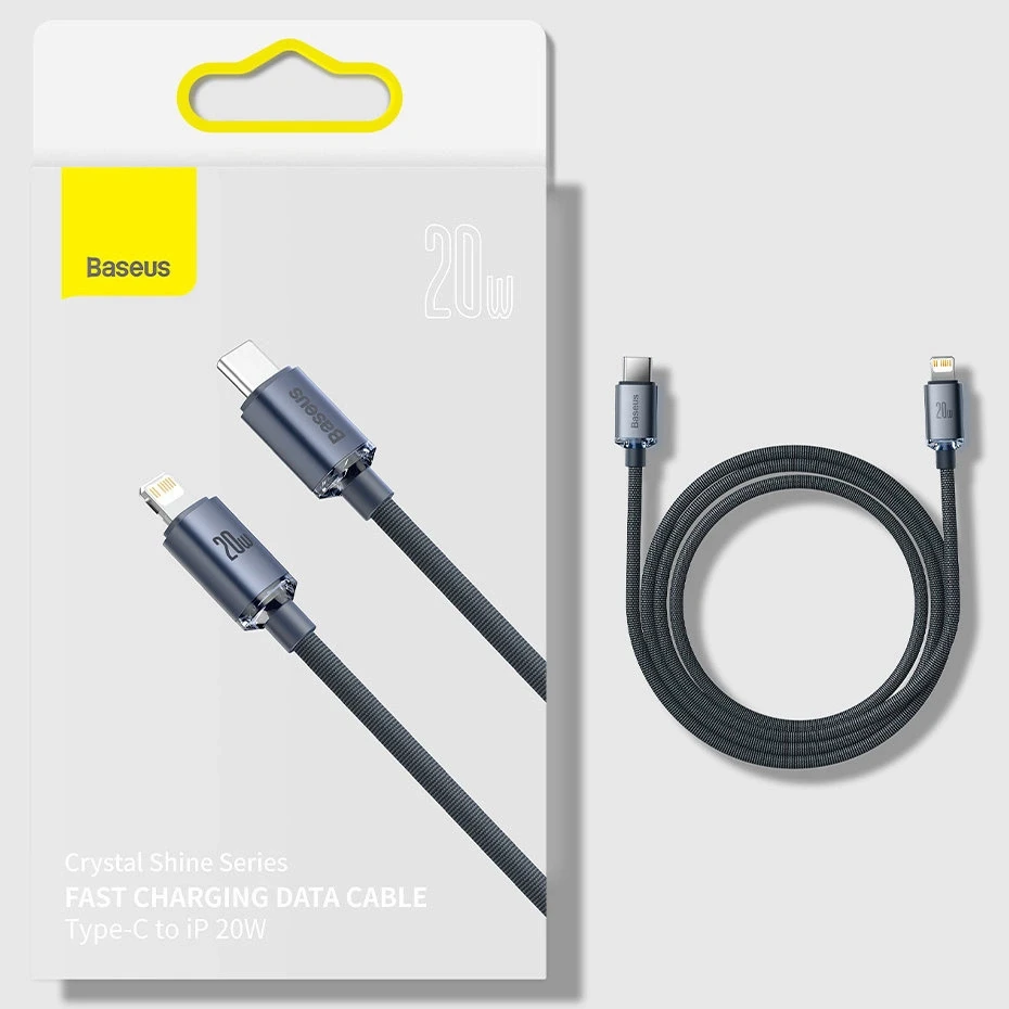 Baseus Crystal kabelis USB-C - Lightning 20W PD 2m - Violetinis